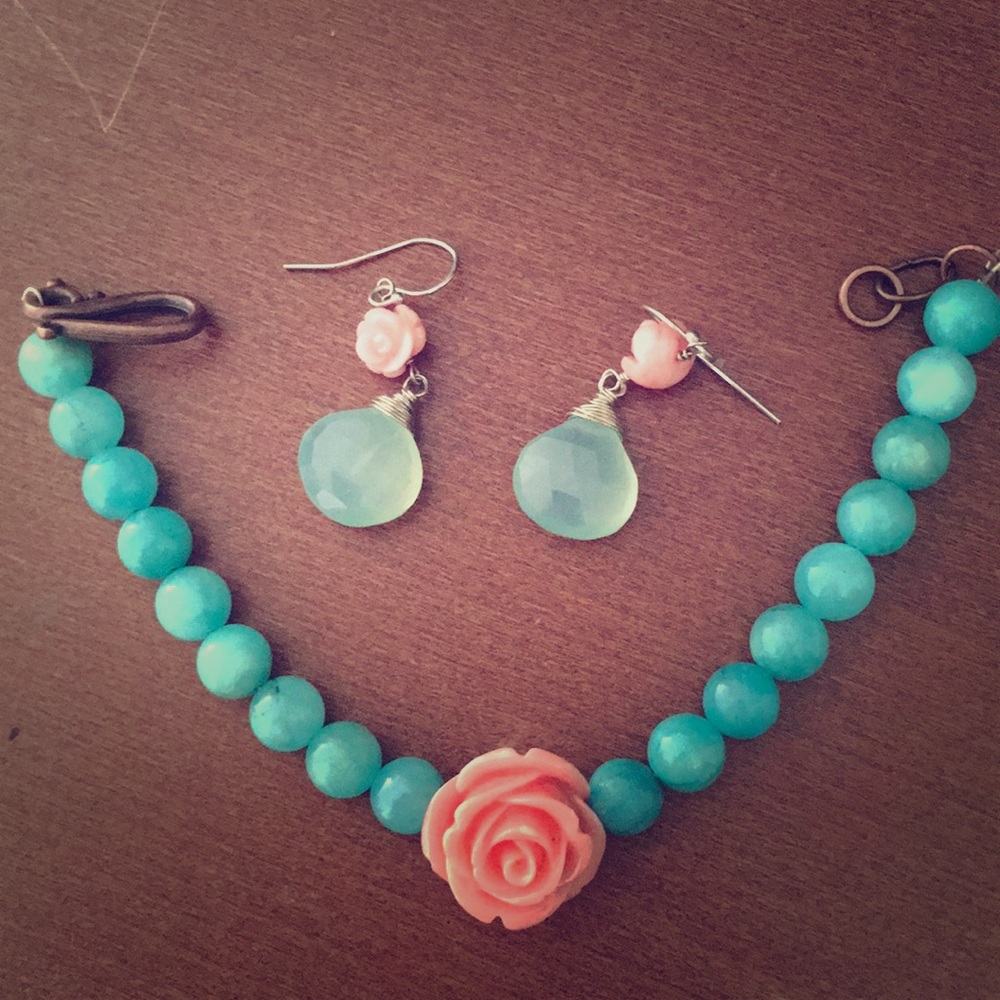 Rose bracelet and earrings